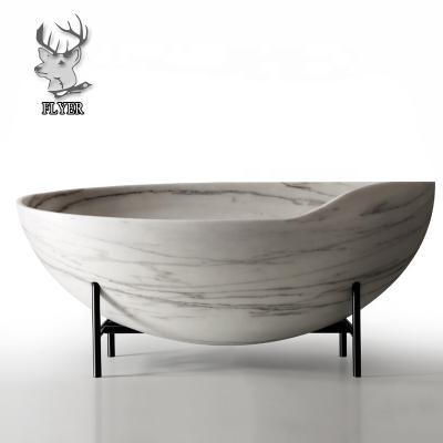 China Freestanding natural white marble stone bathtub for fat people on sale for sale