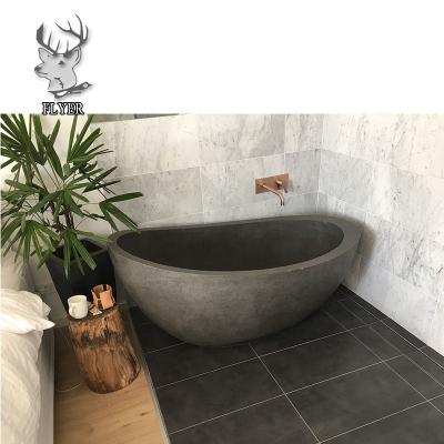 China Bathroom Supplies Double Side Black Natural Solid Stone Skirted (Left Skirted) Bathtub For Sale for sale