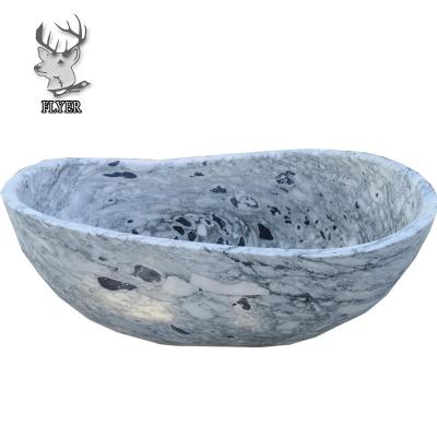 China Freestanding Home Decoration White Color Bathtub Italy Arabescato Marble Stone Bathtub for sale