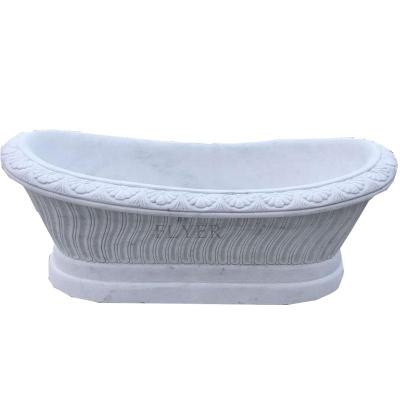 China Freestanding Round Stone Bathtub Round Wave Shape Freestanding Marble Stone Bathtub for sale