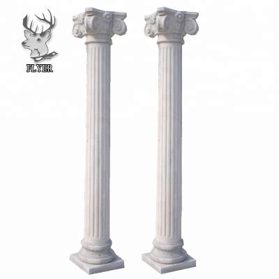 China Solid White Marble Western Style Carved Column Building Stone Pillars for sale