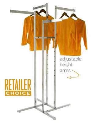 China Retailer Shops Customized Design 4 Way Merchandise Display Racks For Shop Supermarket Clothing Promotion Metal Display Stand for sale