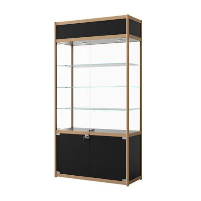 China lockable cosmetic aluminum glass display showcase cabinet led light glass cabinet for jewelry and museum 1800*1800*2000 for sale