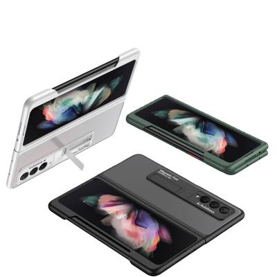 China Shockproof Leather Magnetic Stripe Folding Slot Folding Carbon Protective Case For Samsung Galaxy Z Fold 3 5G for sale