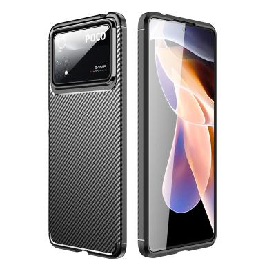 China Cell Phone Accessories Shockproof Carbon Fiber Texture Silicone Shockproof Soft Case For Xiaomi Poco X4 Pro X3 Pro Note 11S for sale