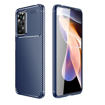 China Carbon Fiber Shockproof Pattern Brushed Soft TPU Silicone Mobile Phone Case For Xiaomi Redmi Note 11 Plus Note 11 Pro for sale