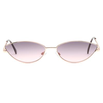 China Fashionable Oval 400 Mirror Lens Small Frame Women Fashion UV Protected Female Metal Sunglasses for sale