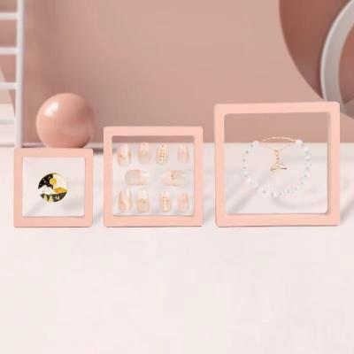 China 9x9cm Thin Layer Hanging Jewelry Display Box Eco-friendly Storage Rack For Ring Necklace Bracelet Earring Container Custom Box Transparent for sale