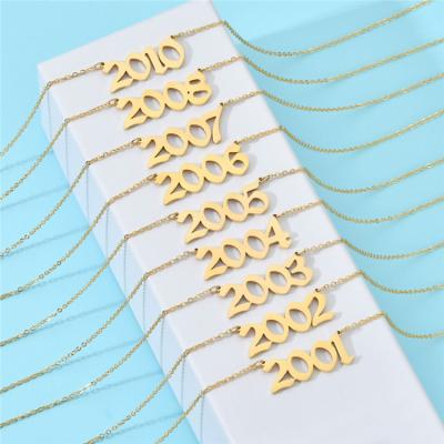 China Wholesale Personalized FASHIONABLE Number Necklace Birth Year Pendant Necklace Gold Plated for sale