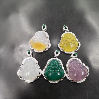 China Wholesale Colorful Religious Jade Buddha Necklace Crystal Jade Buddha Pendant Necklace for sale