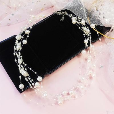 China Fashion Romantic Jewelry Pearl Necklace Chain Multilayer Necklace For Woman for sale