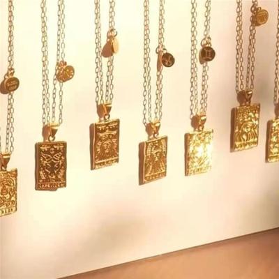 China Vintage New Arrival Vintage 12 Zodiac Necklace Square Pendant Necklace for sale