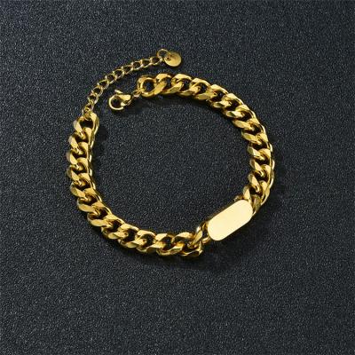 China FASHIONABLE Wholesale Titanium Gold Bangle Chain Link Stainless Steel Adjustable Bracelet for sale