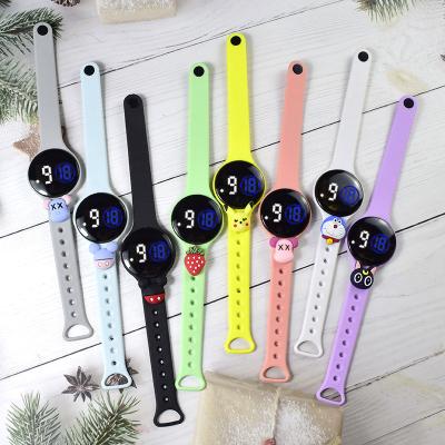 China Wholesale Alarm Price Round Shape Student Children Lovely Cartoon Wristwatch Silicone Digital Touch Led Lighting Watch for sale