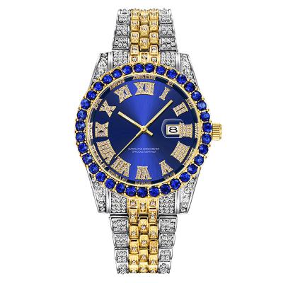 China Dropshopping Men's Chronograph 2022 Watch Diamond Hip Hop Color Gold Rhinestone Fully Lced Luxury Out Of Bling Wristwatches For Men for sale