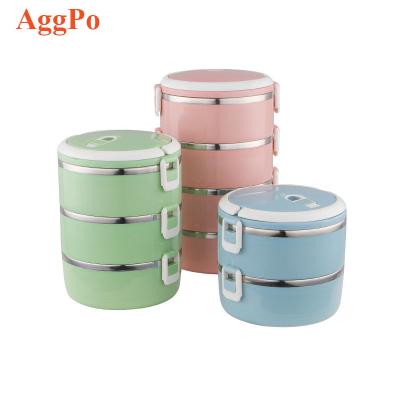 China Sustainable Round Multilayer Lunch Box Stainless Steel Insulation Double Layer Multilayer Lunch Box for sale