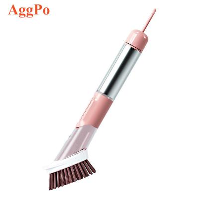 China SCRUBBER Three-in-one the press with long handle kitchen brush pot long cooktop cleaning brush non-stick dishwashing liquid oil washing brush for sale