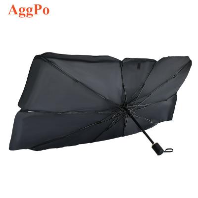 China Sports Car Sunshade Folding Light Shield Sunshade Heat Insulation Front Windshield Retractable Interior Sunshade Plus Printed Logo for sale