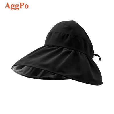 China Foldable shade summer double-layer fisherman hat sun hat black glue coating wide brim hat outdoor UV protection sunscreen for sale