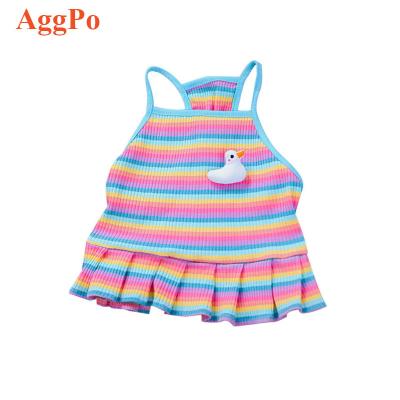 China Sustainable Pet Clothes Summer Pet Sling Striped Slim Vest Pet Clothing Skirts for sale