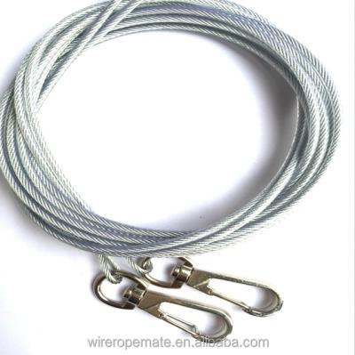 China Hanging Sling PVC Steel Wire Rope Fitted Durable 7x7 7x19 With Hook Clips for sale