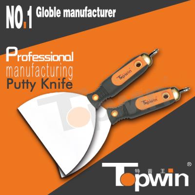 China Flexible Flexible Stainless Steel Putty Knife Mirror Polish Material TPR PP Tools Handle Construction Tools for sale