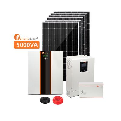 China Factory price 5000w home solar systems off grid solar system 5kw full hybrid solar power kit price for sale