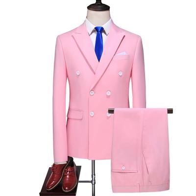 China Anti-wrinkle Italian latest double breasted suits for men fashion high quality business premises formal men 2 pieces even suit sets for sale