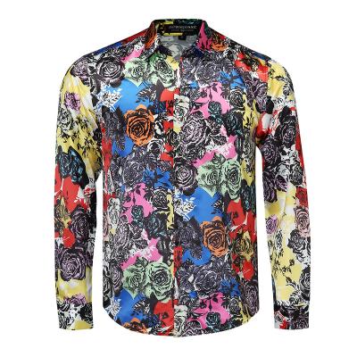 China High-End Brand Anti-Shrink Printed Slim Fit Shirts Men's Shirts Mens Leopard Print Shirts Social Club Acetate Made Shirt for sale