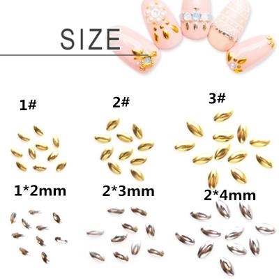 China 1000pcs/bag Metal Nail Art Decoration Mini Golden Silver Horse Eyes Rivet Stud Metal Nail Polish Sticker Nail Tools for sale