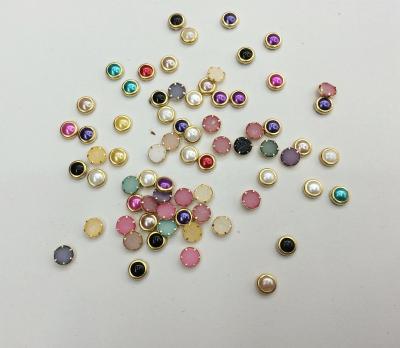 China Personal DIY Nail Art Beads 1Bag Multicolor With Gold Rim Nail Charms 1000 Count Acrylic 3D Nail Art Bead Matching Rivet, 4 Mm Beads Nail (S11) for sale