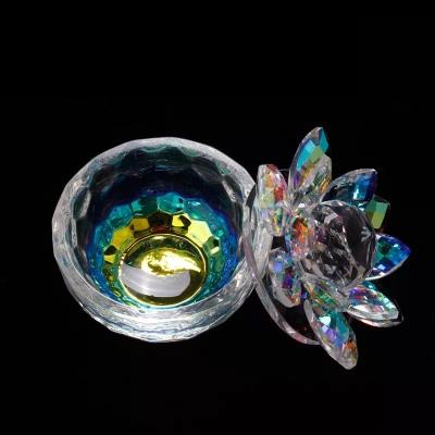 China Dappen Dish With Lid Nail Cup Crystal Symphony Lotus Colorful Lid Large Crystal Liquid Cup for sale