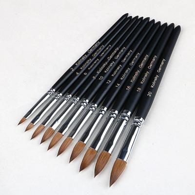 China NAIL 1pcs Kolinsky Sand Acrylic Brush UV Gel Carving Pen Brush Liquid Powder DIY Nail Drawing Flat Around Red Wooden Nail Art Brush for sale