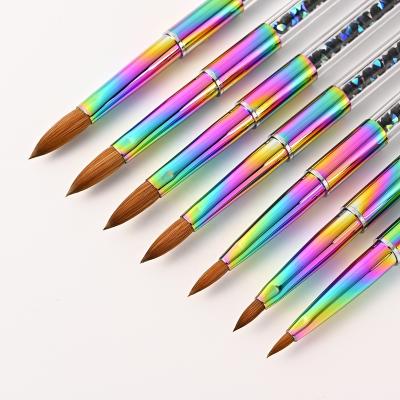 China Beauty Care Make NEW Kolinsky Sand Tools 2021 DIY Hair Home Acrylic Nail Brush With Gradient Metal Cover Nail Art Brush Nail Art Tools for sale