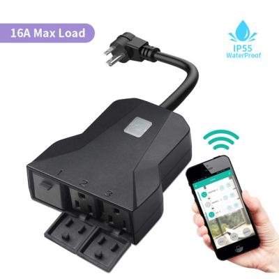 China Outdoor smart plug with 3 outlets, convenient compatible with Amazon Alexa or Google Assistant for sale