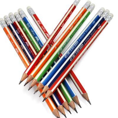 China Office & HONGHU pencil wooden strip pencil school pencil standard pencil HB 2b set cheap body wooden lead school packing office color material origin for sale