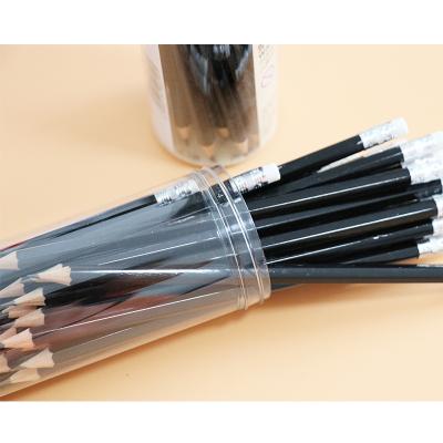 China Office & Black School Pencil HB Pencil With With Eraser Color Newest Custom Promotional Wooden Black Body Black Body Lead Packing Wood School Office Set for sale