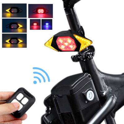 China Smart Radio Bike Turn Signal USB Remote Control Recycling Tail Light Bike LED Lamp Rechargeable Rear Light Bike Bicycle Warning Light for sale