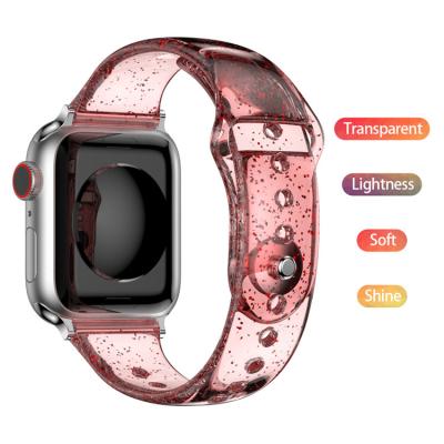 China New Unique Glitter Silicone Strap For Apple Watch Band Strap 44mm 40mm 42mm 38mm Bling For iWatch Se 5 6 4 3 2 for sale