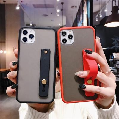 China Transparent Back Cover Case Square Bumper Wrist Strap Phone Case For iPhone11Pro Max XR XS for sale