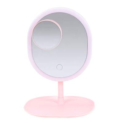 China New Gift Lighted Light For Girls LED Mirror Lamp Touch Screen Makeup Mirror Vanity Mirror With Lights With 5X Magnifier for sale