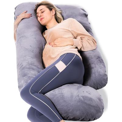 China Body support Organic Maternity Bamboo Outer Cover Full Body Pregnancy Pillow For Pregnant Women for sale