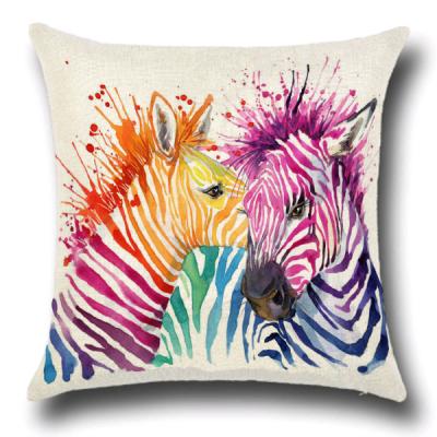 China Custom Folded Printing Cushion Covers Animal Painting Watercolor Digital Printing 18 x 18-Inch Throw Cushion Picasso Cushion Cover for sale