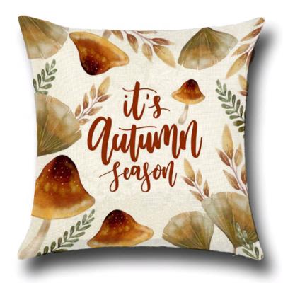 China Home Decorative Folded Print Canvas Square Mushroom Crate Cotton Tile Cushion Cover for sale