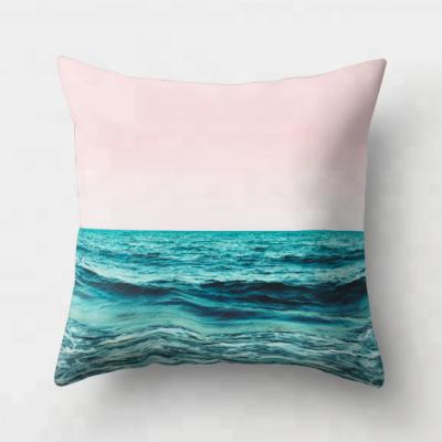 China Sea Ocean Folded Home Decorative Photo Printing Velvet Cushion Cover Pillow Cases for sale