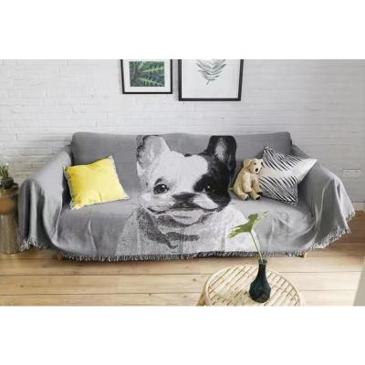 China Anti-pilling Dog Design 130*160cm 160*220cm 160*260cm 160*300cm Woven Jacquard Decorative Sofa Cover Soft Throws for sale