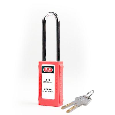 China PA Nylon Hardened Steel Long Body Shackle Mechanical Safety Padlock With Custom Master Key Laser Coding for sale