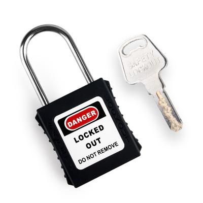 China Same Keyed Nylon Shacket Keyed Security Padlock With 4*38MM Stainless Steel Shackle For Industrial Lockout Tagout for sale