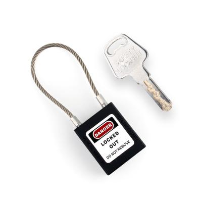 China PA OEM Nylon Lockout Stainless Steel Cable Safety Padlock for sale