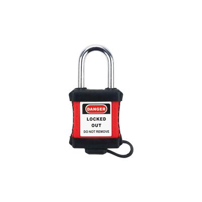 China PA BOZZYS Nylon Normal 38 Mm Steel Shackle Security Padlock With Black Dust Proof Cover for sale